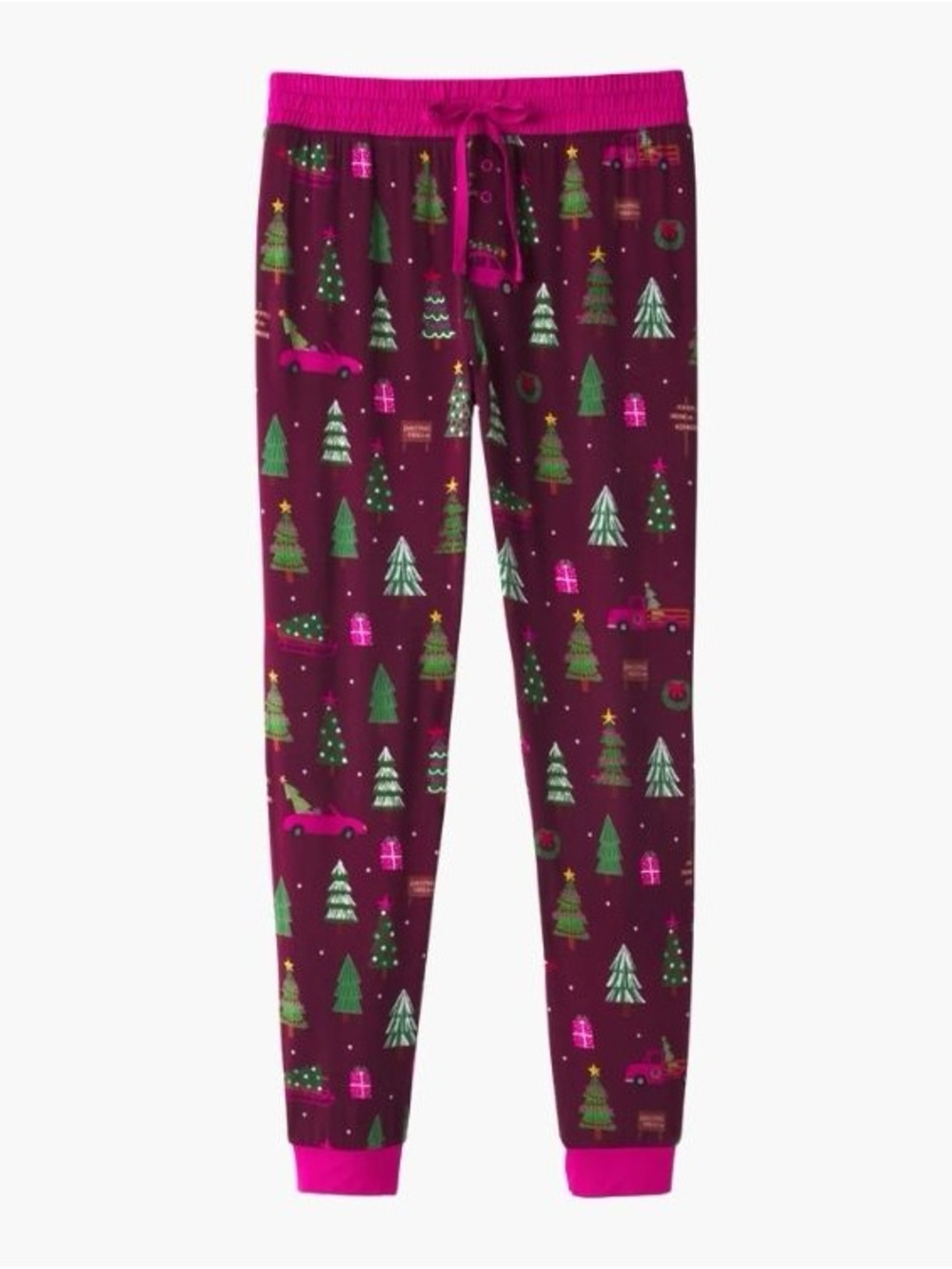 Little Sleepies Women’s Holiday Tree Print Pajama Pants - Magenta